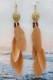 Vintage Chain Tassel Bohemian Feather Earrings