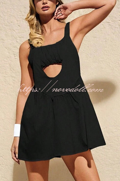 Linen Blend Summer Sporty Sleeveless Backless Mini Dress