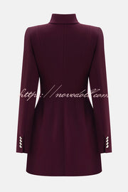 Elegant Long-sleeved Hollowed-out Button-down Slim-fit Mini Dress
