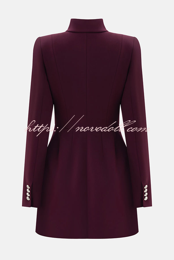 Elegant Long-sleeved Hollowed-out Button-down Slim-fit Mini Dress