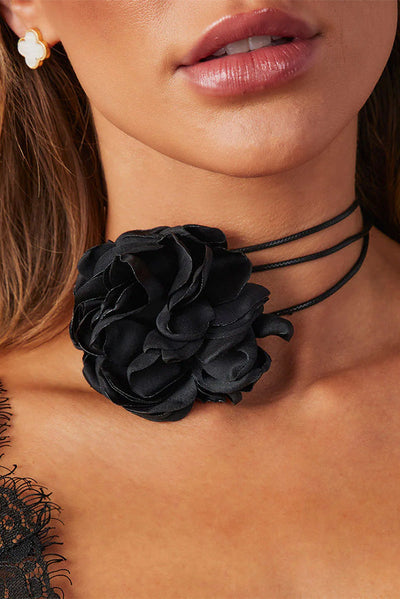 Selected Floral Lace-up Choker Necklace