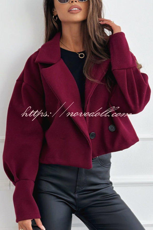 Fashionable Solid Color Lapel Short Blazer