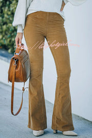 Gwen Elastic Waist Bell Bottom Corduroy Pants