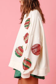 Christmas Egg Sequined Casual Long Sleeve Sweatshirt