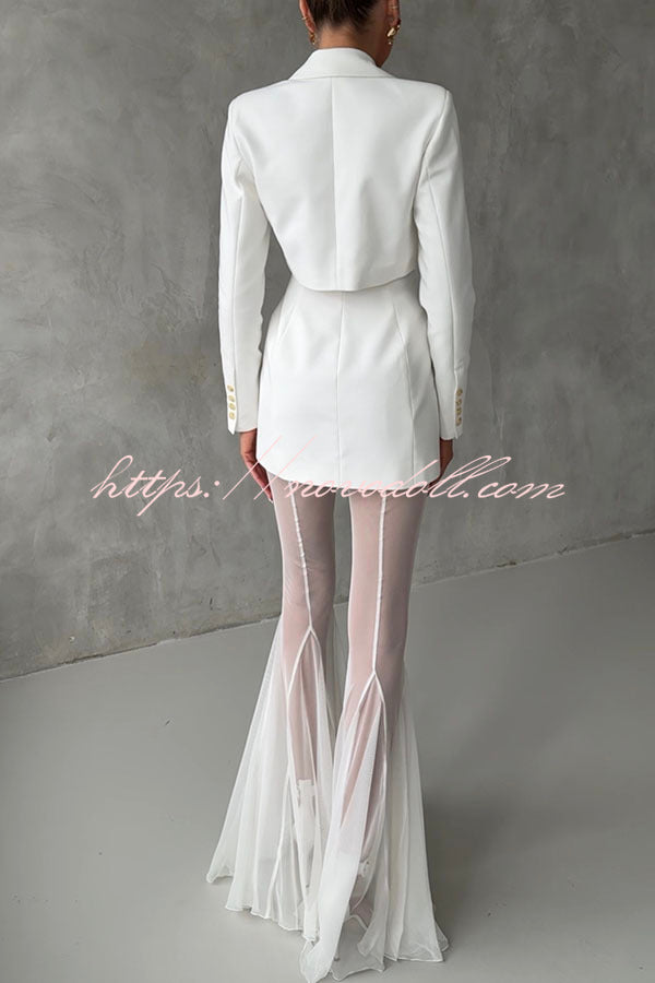 Deep Chic Mesh High Rise Elastic Waist Fishtail Stretch Pants