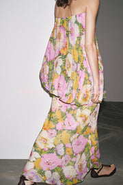 Floral Print Off-the-shoulder Irregular Loose Maxi Dress