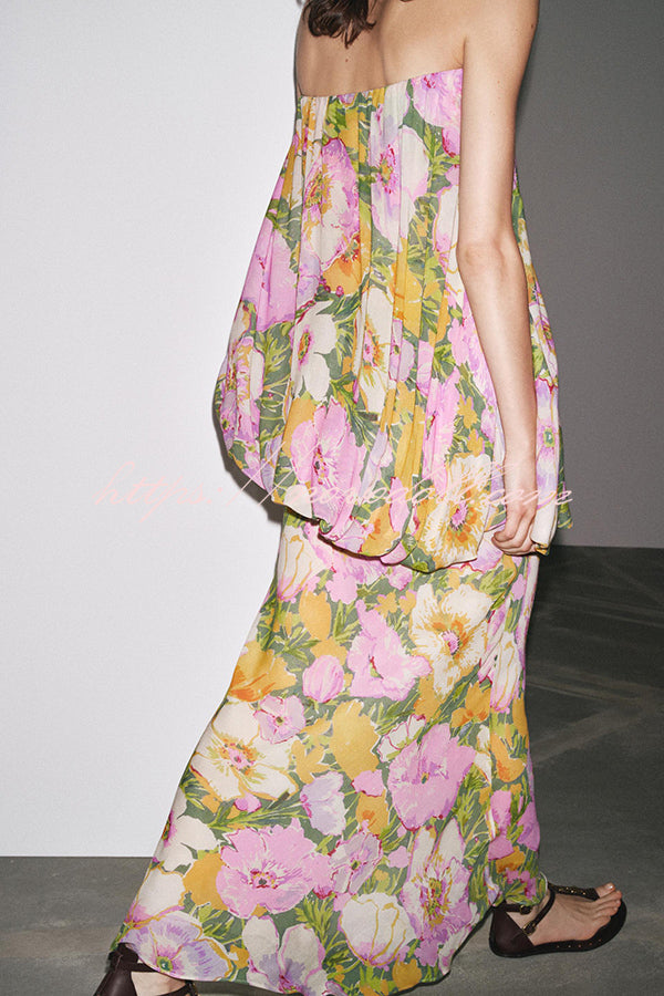 Floral Print Off-the-shoulder Irregular Loose Maxi Dress