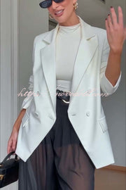 Autumn Avenue Double-breasted Long Sleeve Lapel Loose Blazer