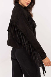 Fashion Lapel Long Sleeve Tassel Decorated Loose Coat