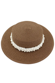 Pearl Embellished Beach Hat