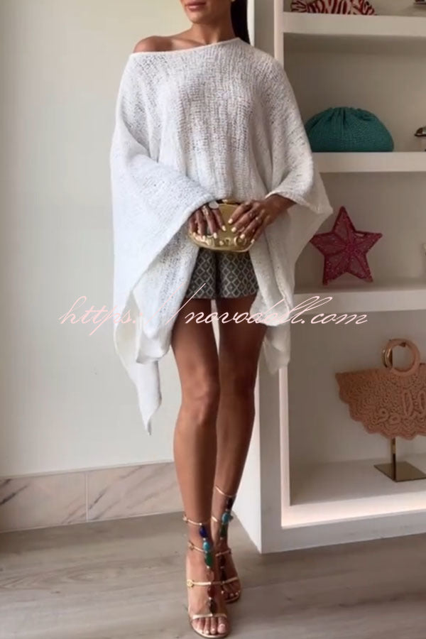 Sunny Somewhere Knit Batwing Sleeve Loose Cover-up Cape