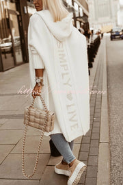 Fashionable Hooded Loose Long Letter Knitted Jacket