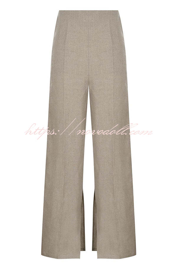 Solid Color Pocket Slit Loose Wide Leg Pants