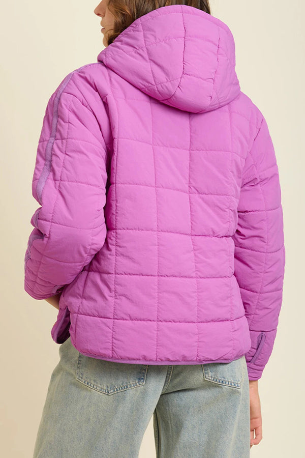 Solid Color Hooded Long-sleeved Loose Pocket Padded Top