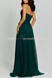 Romantic Party Chiffon Off Shoulder Sweetheart Neck Ruched Cape Maxi Dress