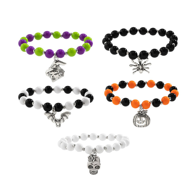 Halloween Colorful Beaded Skeleton Witch Bracelet