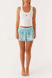 Dazzling Sequin Beaded Material Low Rise Elastic Waist Loose Shorts
