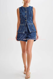 Abel Denim High Waist Relaxed Fit Shorts