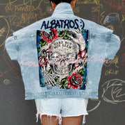 Halloween Print Long Sleeve Denim Jacket