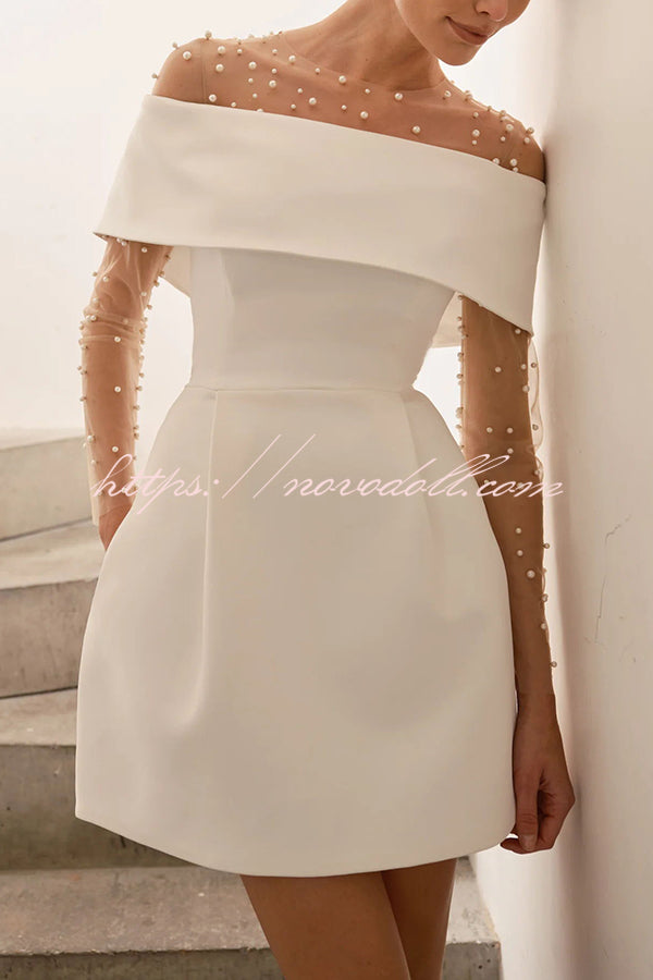 Elegant Evening Lapel Bandeau Removable Belt Pocketed Mini Dress