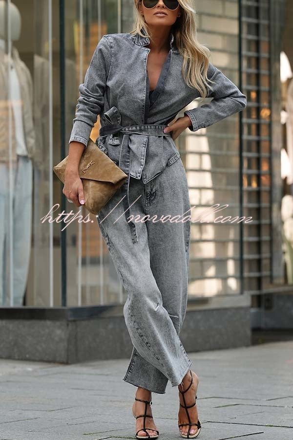 Casual Meetup Washed Denim Mid Rise Pocketed Barrel Jeans