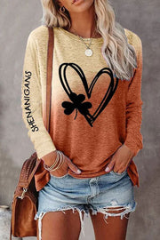 Valentine's Day Printed Round Neck Long Sleeve Top