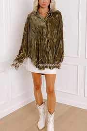 Solid Color Velvet Light-sensitive Drape Loose Shirt