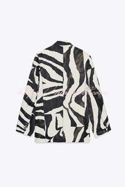 Breath of Freedom Animal Print Button Up Long Sleeve Lapel Loose Blazer