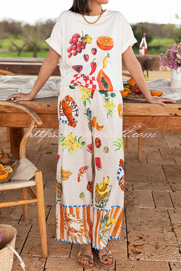 Unique Printed Round Neck Short Sleeve Loose T-Shirt
