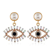 Devil's Eye Pearl Alloy Earrings