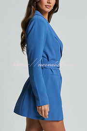 Fashion Pioneer Solid Color Lapel Long Sleeve Lace-up Blazer