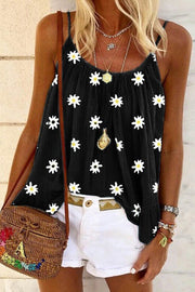 Summer Lady's Daisy Print Camisole Top