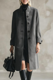 Stylish Long-sleeved Button-down Casual Long Coat