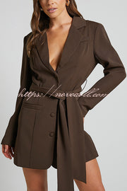 Fashion Pioneer Solid Color Lapel Long Sleeve Lace-up Blazer