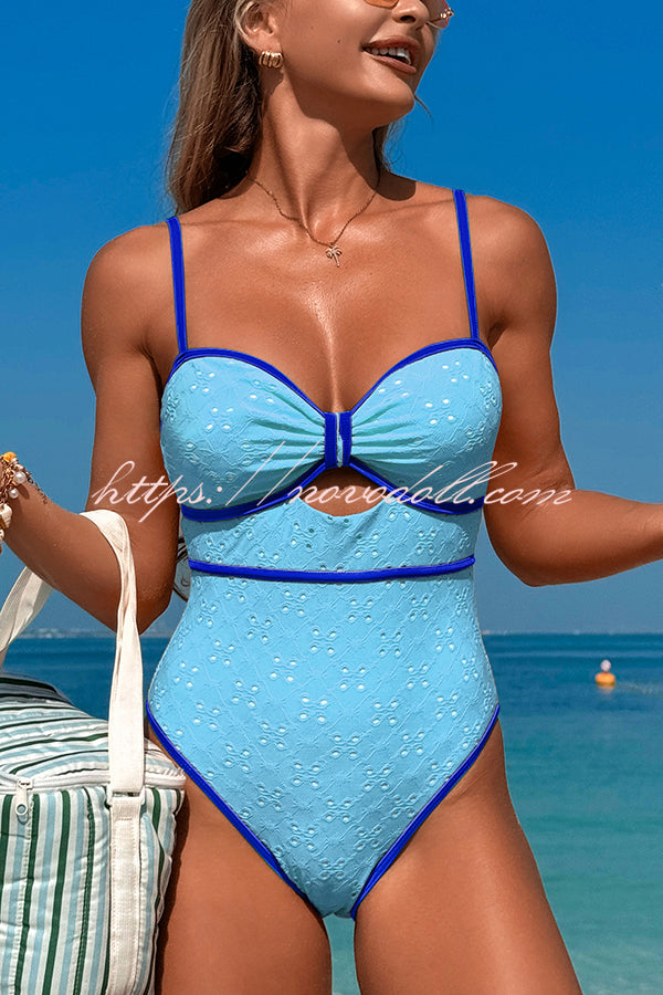 Fashion Contrast Color Hollow Stretch One-piece Swimsuit