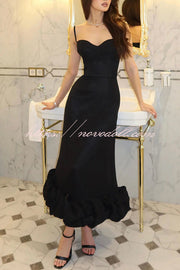 Dreamy and Romantic Ruched Bust Cloud Shape Hem Slip Midi Dress