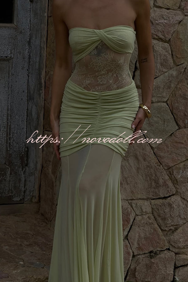 Fashion Lace Splicing Sexy Sleeveless Off-shoulder Slim Maxi Dress