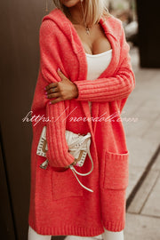 Fashionable Hooded Loose Long Letter Knitted Jacket