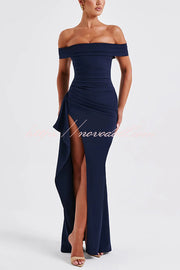 Sexy Lady Off Shoulder High Slit Maxi Dress