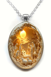 Sacred Religious Scene Glass Necklace