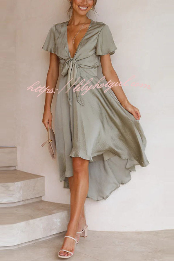 Sunny Daze Butterfly Sleeves Satin Party/ Wedding Dress