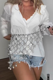 Holiday-themed Openwork Pearl Pendant Waist Chain