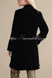 Solid Color Velvet Long-sleeved Loose Mid-length Coat