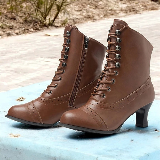 British Style Thick Heel Mid Calf Boots