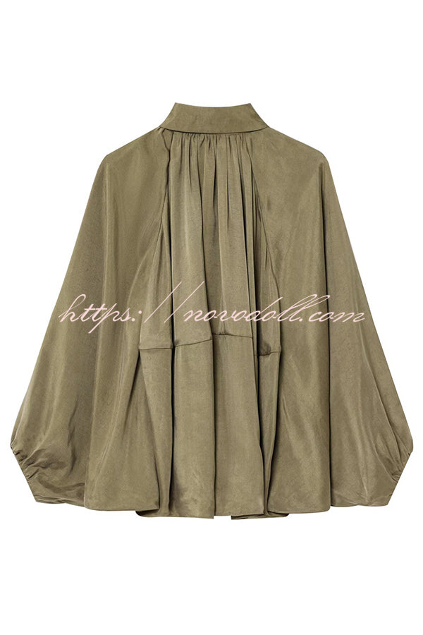 Fashion Lapel Loose Puff Long Sleeve Casual Zipper Jacket
