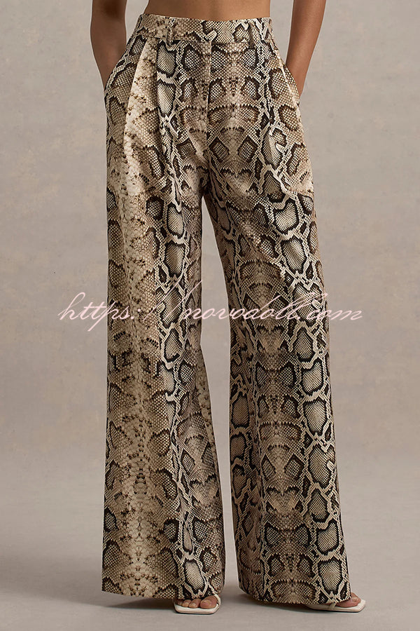 Hurley Ombre Snake Print Elastic Waist Pocketed Wide Leg Pants