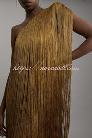 Fashion One-shoulder Slim-fit Elegant Tassel Mini Dress