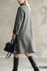 Stylish Long-sleeved Button-down Casual Long Coat