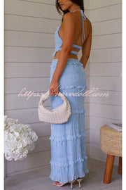 Feel Chic and Romantic Sequin Textured Material Drawstring Waist Tiered Maxi Skirt