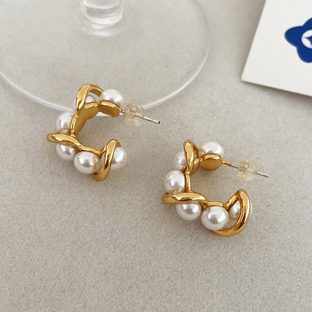 Personalized twisted pearl earrings